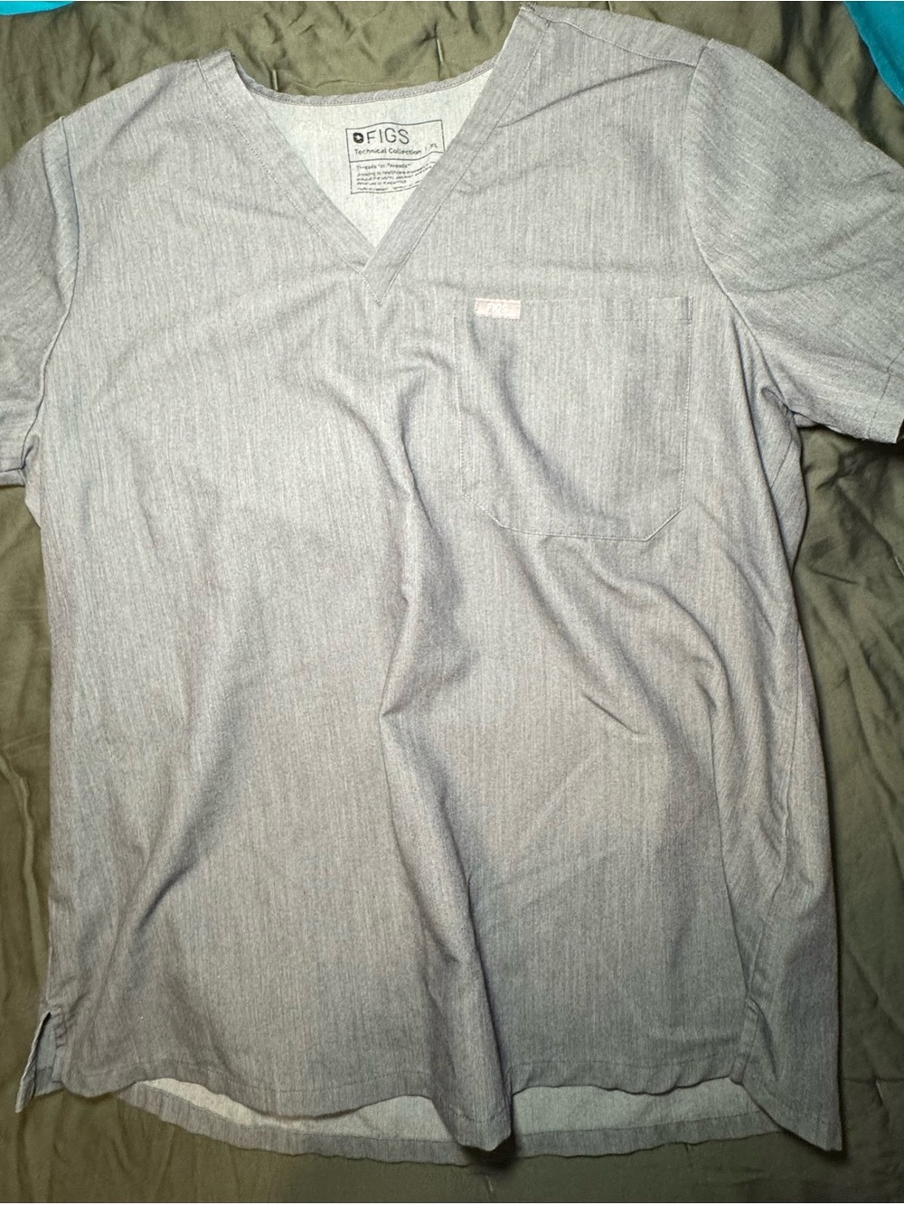 FIGS grey v nick scrub top